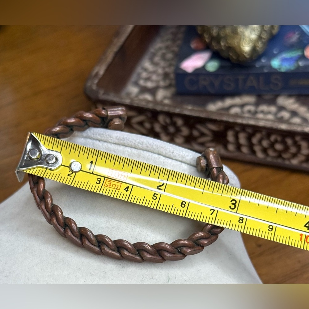 Vintage Braided Copper Cuff Bracelet Unisex 6.5” Healing Energy Rustic Look - Picture 8 of 8